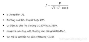 Công thức tính dòng điện 3 pha 220V