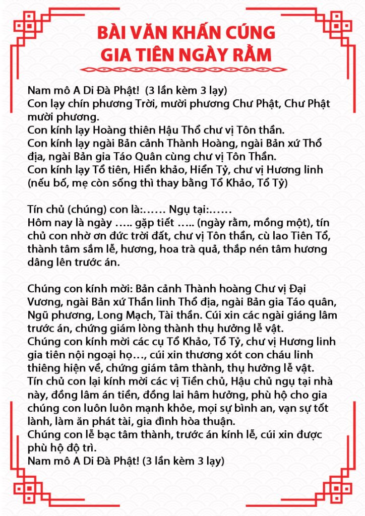 Văn khấn gia tiên ngày rằm