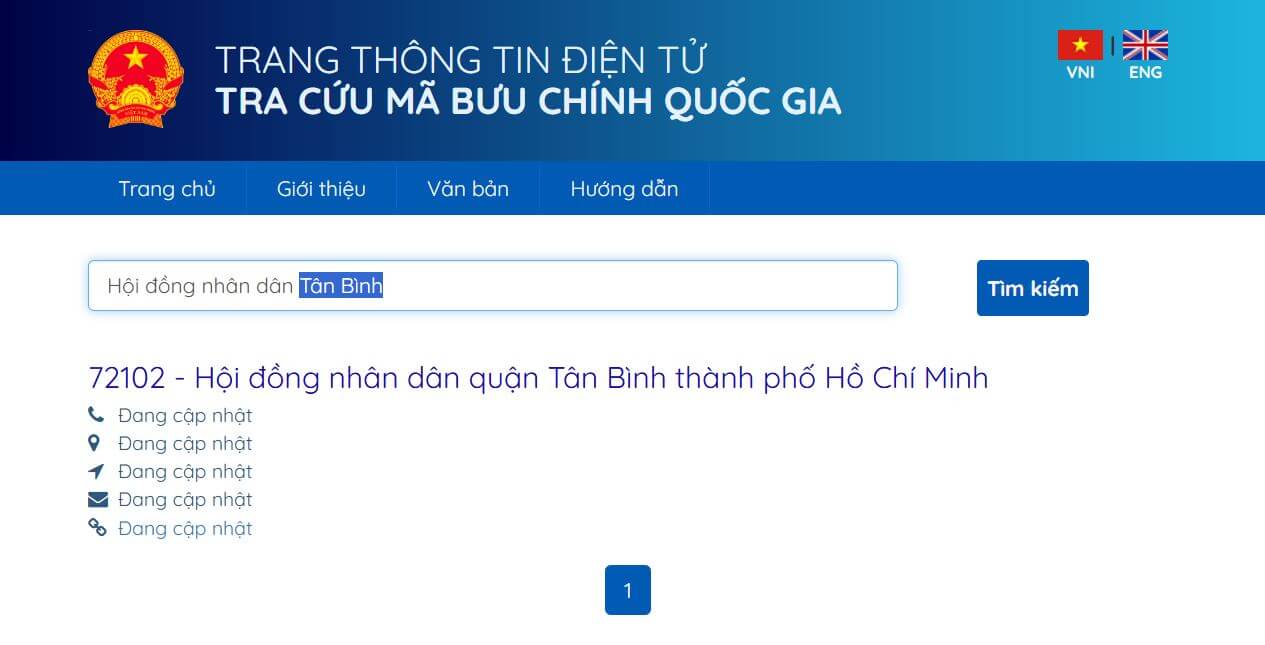Mã bưu chính Hội đồng nhân dân Tân Bình