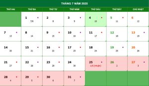 Năm 2025 nhuận tháng mấy