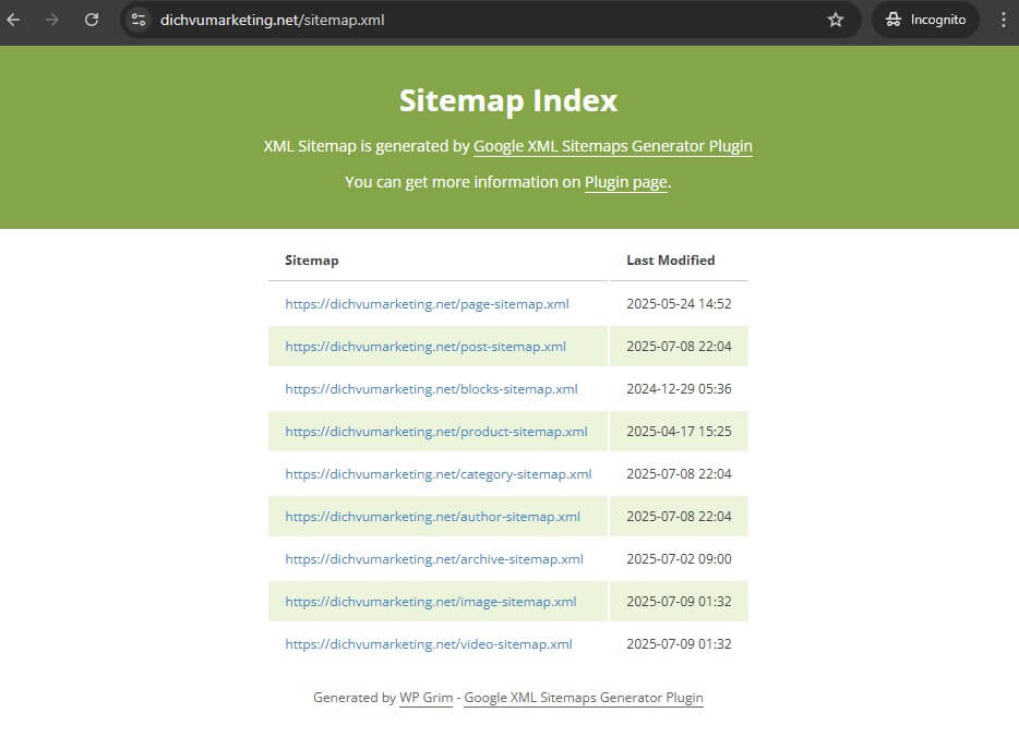 Kiểm tra Sitemap hoạt động bình thường không
