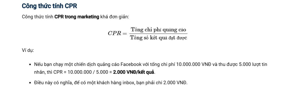 Công thức tính CPR