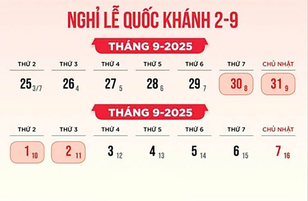 Lễ 2-9-2025 được nghỉ bao nhiêu ngày