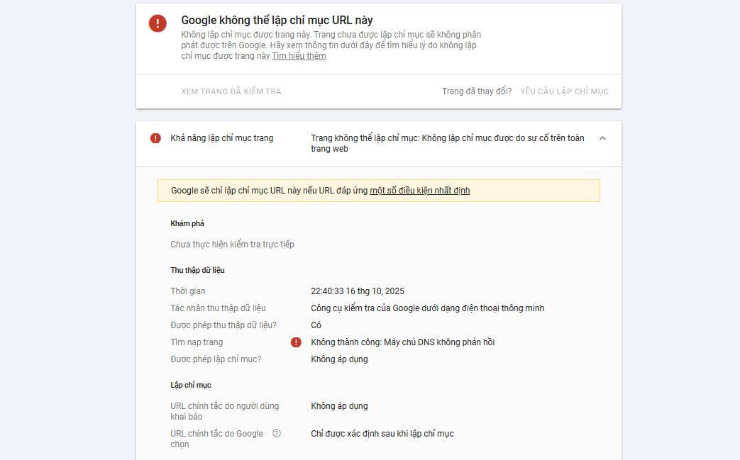 Không thành công Máy chủ DNS không phản hồi