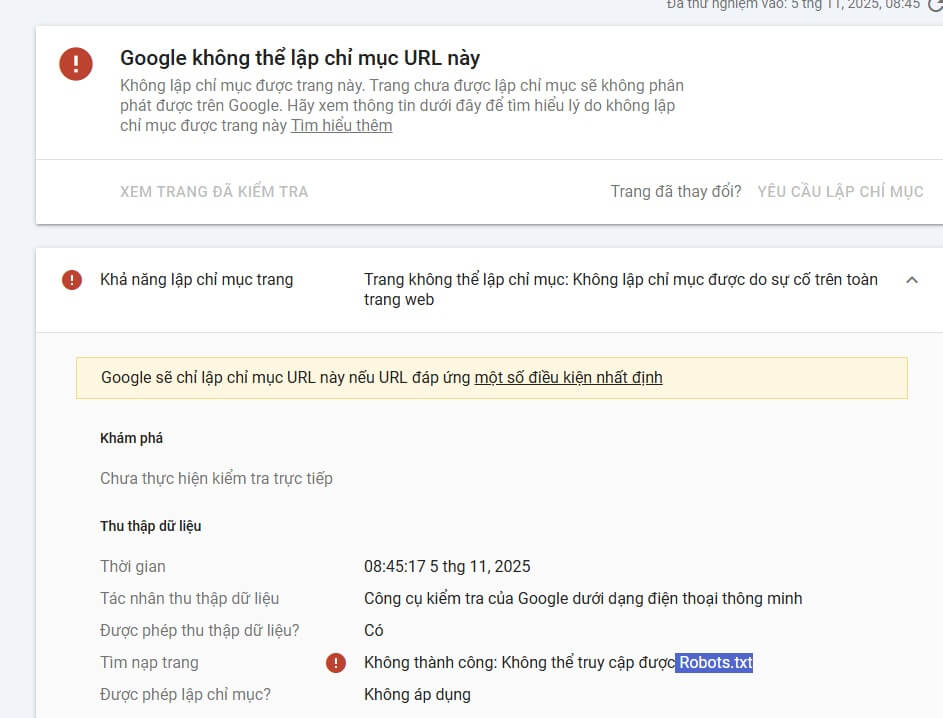 Google không thể truy cập robots