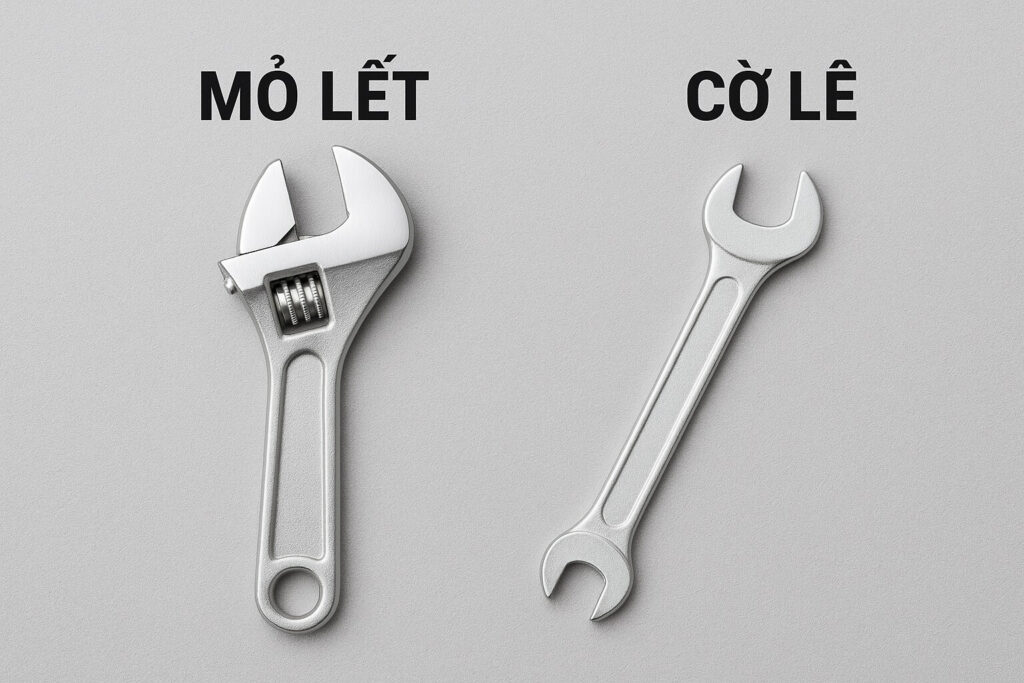 Sự khác nhau giữa cờ lê và mỏ lết