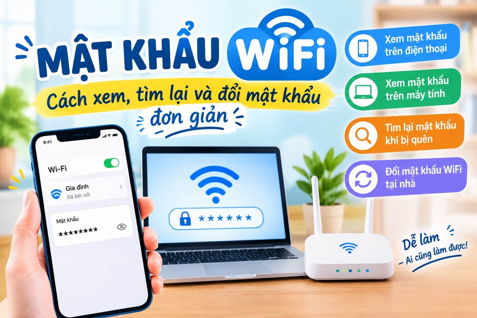 Cách Xem, Tìm Lại Và Đổi Mật Khẩu WiFi Đơn Giản